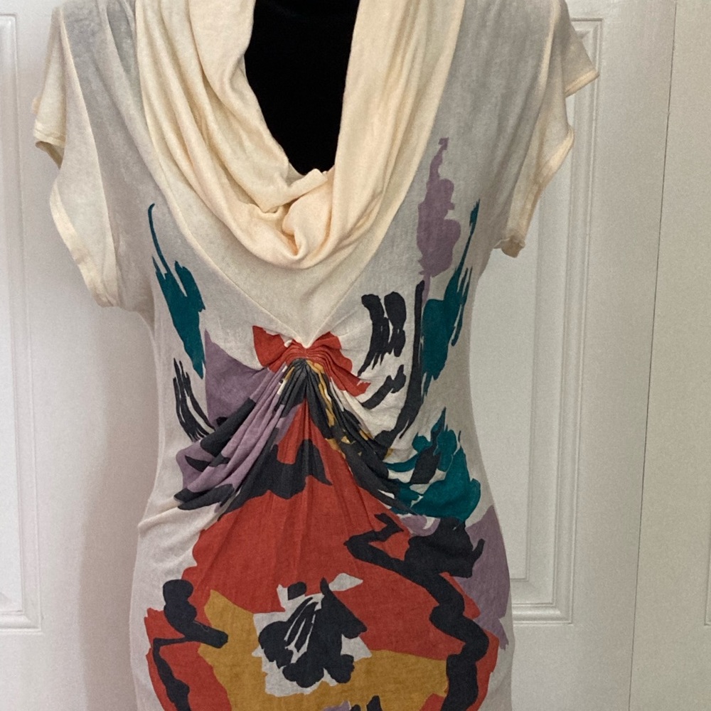 Velvet Featherweight Floral Print Cowlneck Sweater
